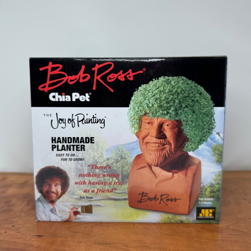 Bob Ross Chia Pet Handmade Decorative Planter The Joy of Painting Complete Kit